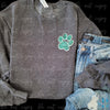 3" Sequin Green Paw w/Silver Iron-on Patch