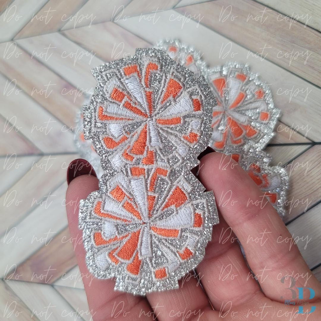 Glitter Cheer Pom Pom Patch | Embroidered Iron-On, 3"