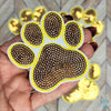 3" Sequin Yellow Paw w/White Iron-on Patch