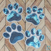 3" Sequin Light Blue Paw w/White Iron-on Patch