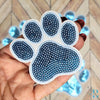 3" Sequin Light Blue Paw w/White Iron-on Patch