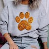 Large Sequin Orange Paw w/Silver Iron-on Patch