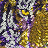 Tiger | Purple and Gold | Black Backing | Tiger Face Sequin Iron-on Patch