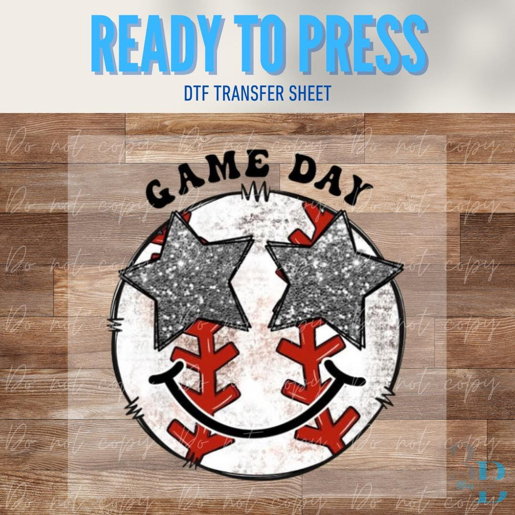 Game Day Baseball Glitter Stars DTF Transfer Sheet | Iron On