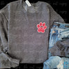 3" Sequin Red Paw w/Silver Iron-on Patch