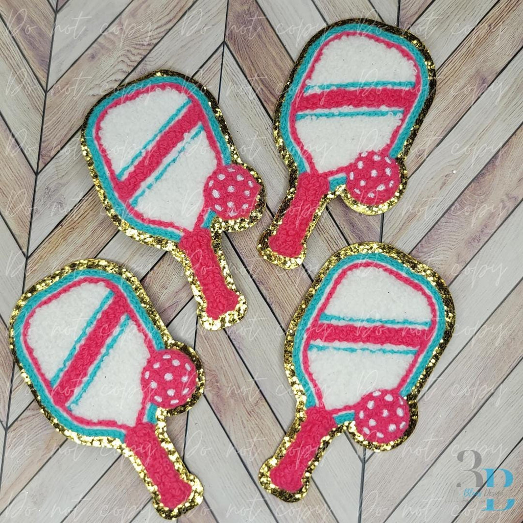 Pickleball Racket Iron On Patch | DIY Trucker Hat Patch (4")