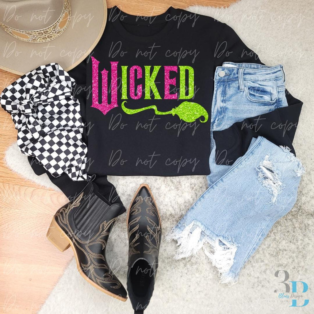 ADULT: Wicked Faux Glitter | Changed for Good | DTF Transfer Sheet | Glitter Broom