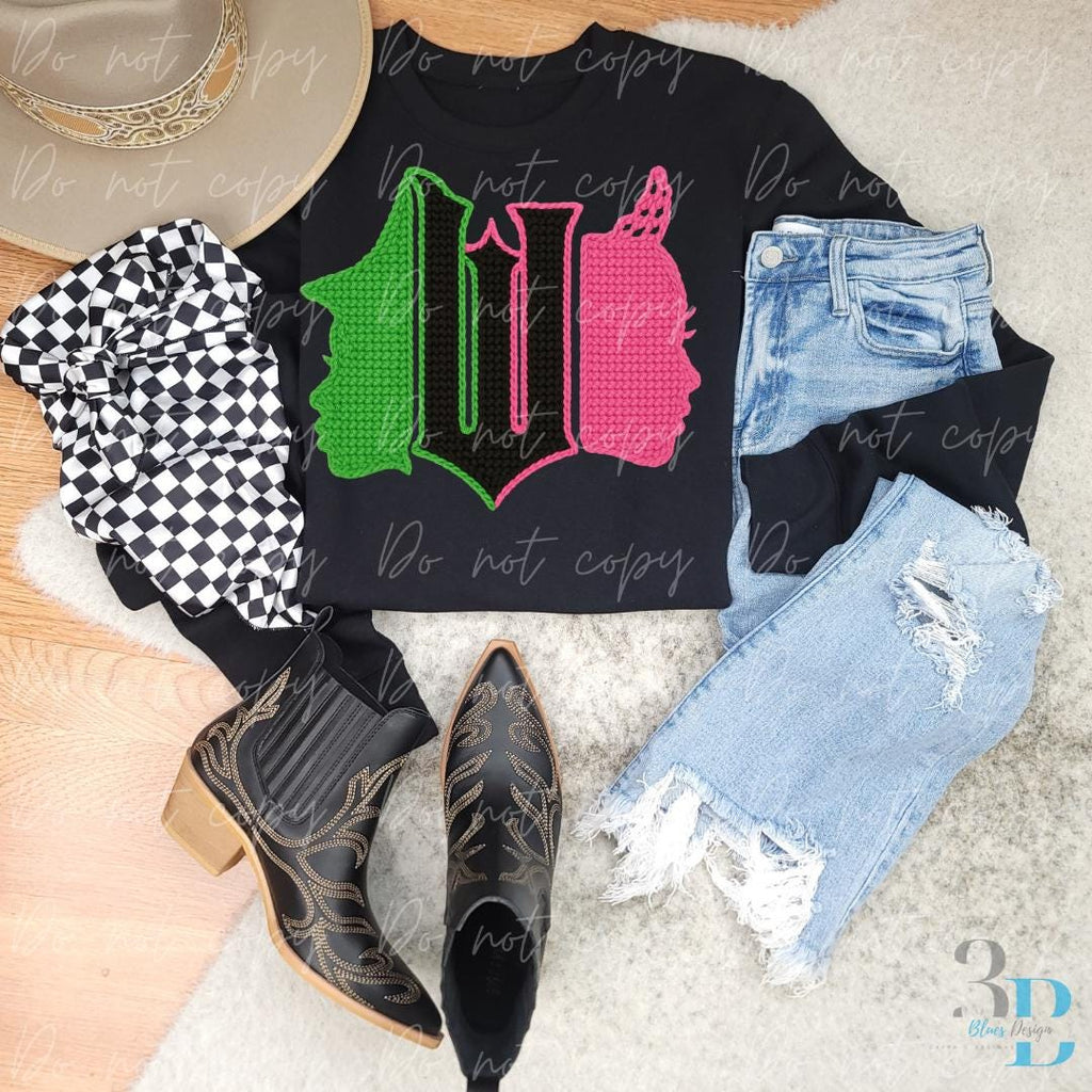 ADULT: Wicked Faux Yarn | Changed for Good | DTF Transfer Sheet | Glinda & Elphaba Profiles