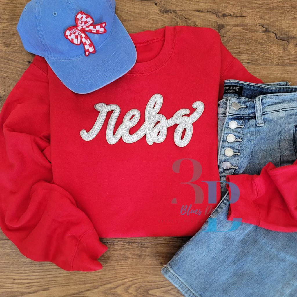 Rebs Sequin Script | Mascot | Iron-on Patch