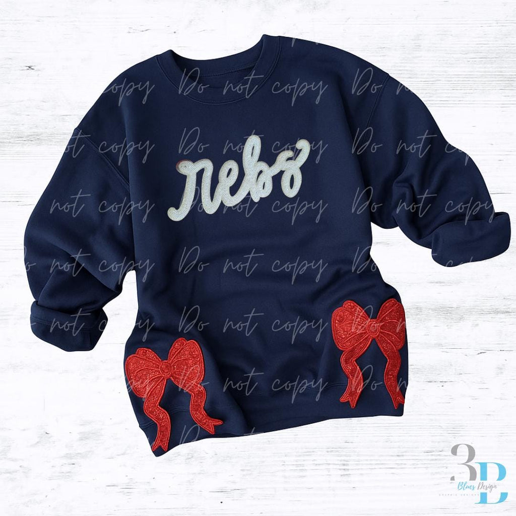 With SIDE BOWS | Rebs Sequin Patch | Women's Sweatshirt | Sizes S-5XL