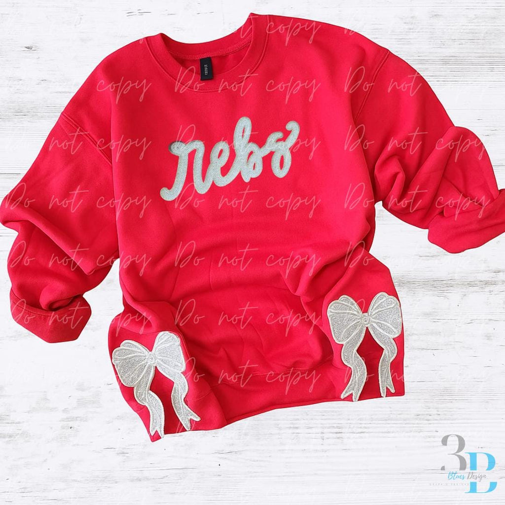 With SIDE BOWS | Rebs Sequin Patch | Women's Sweatshirt | Sizes S-5XL