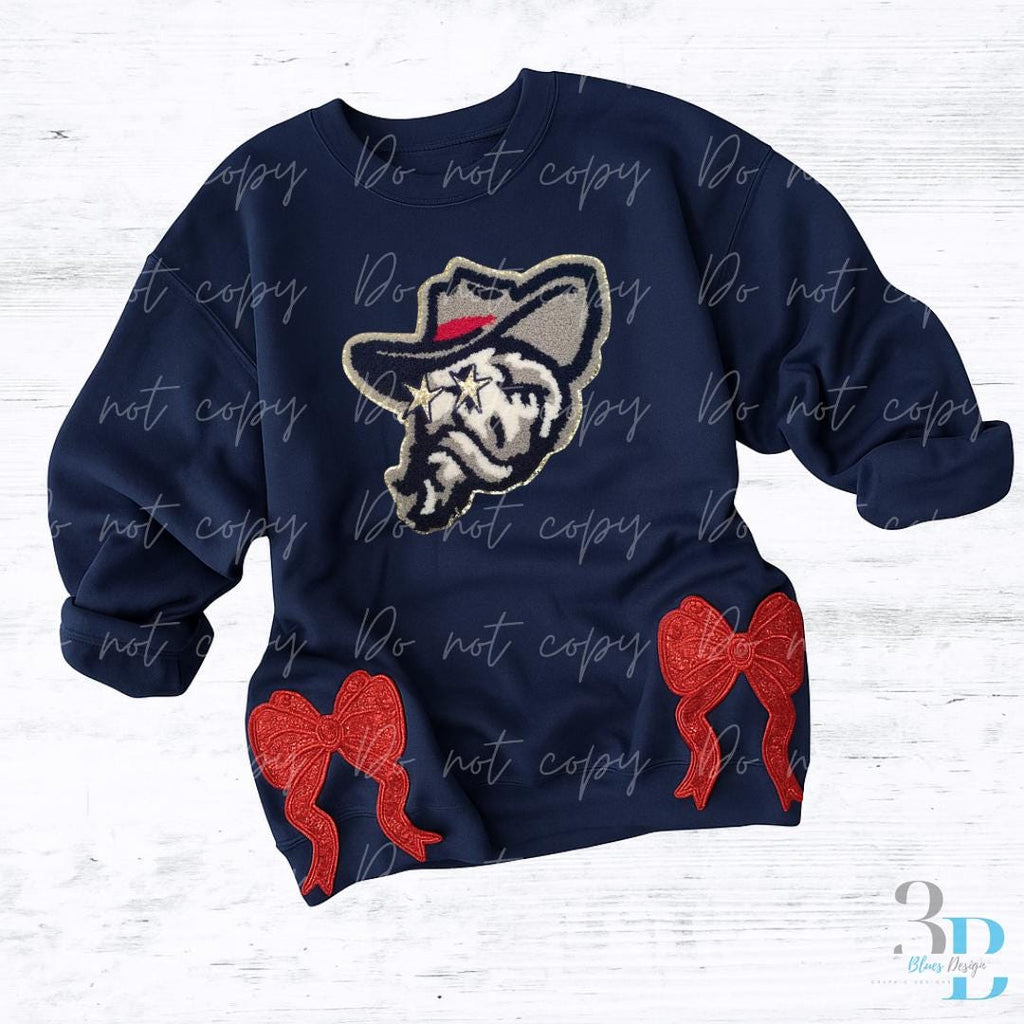 With SIDE BOWS | Colonel Reb Chenille Patch | Women's Sweatshirt | Sizes S-5XL