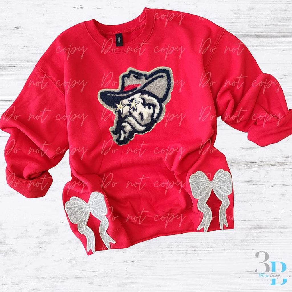 With SIDE BOWS | Colonel Reb Chenille Patch | Women's Sweatshirt | Sizes S-5XL