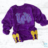 With SIDE BOWS | Sequin Tigers Mascot Sweatshirt: Purple and Gold Louisiana Team Spirit