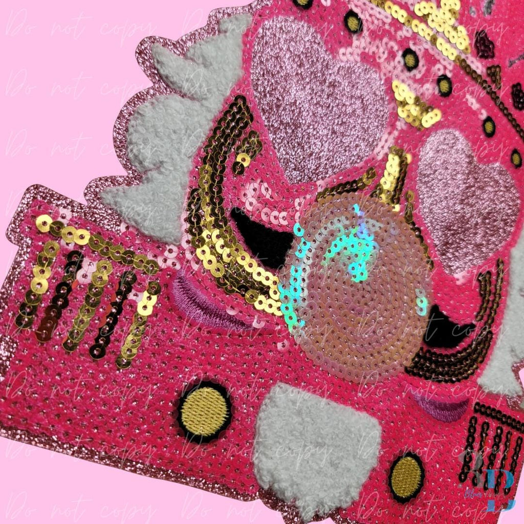 Pink Sequin Nutcracker Patch – Heart Glasses, DIY Holiday Applique