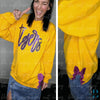 With SIDE BOWS | Sequin Tigers Mascot Sweatshirt: Purple and Gold Louisiana Team Spirit