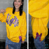 With SIDE BOWS | Sequin Tigers Mascot Sweatshirt: Purple and Gold Louisiana Team Spirit