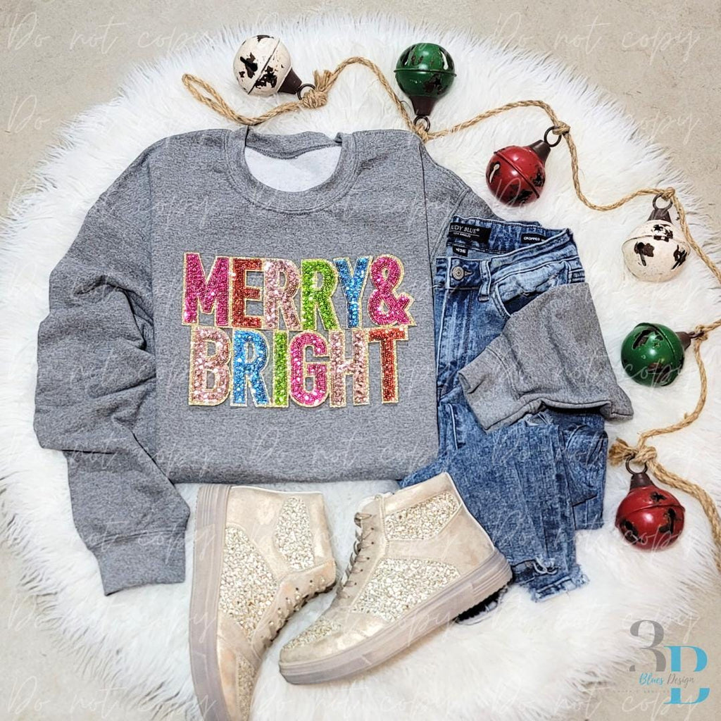 Merry & Bright Sequin Patch | Women's Sweatshirt | Sizes S-5XL | Plus Size Clothing