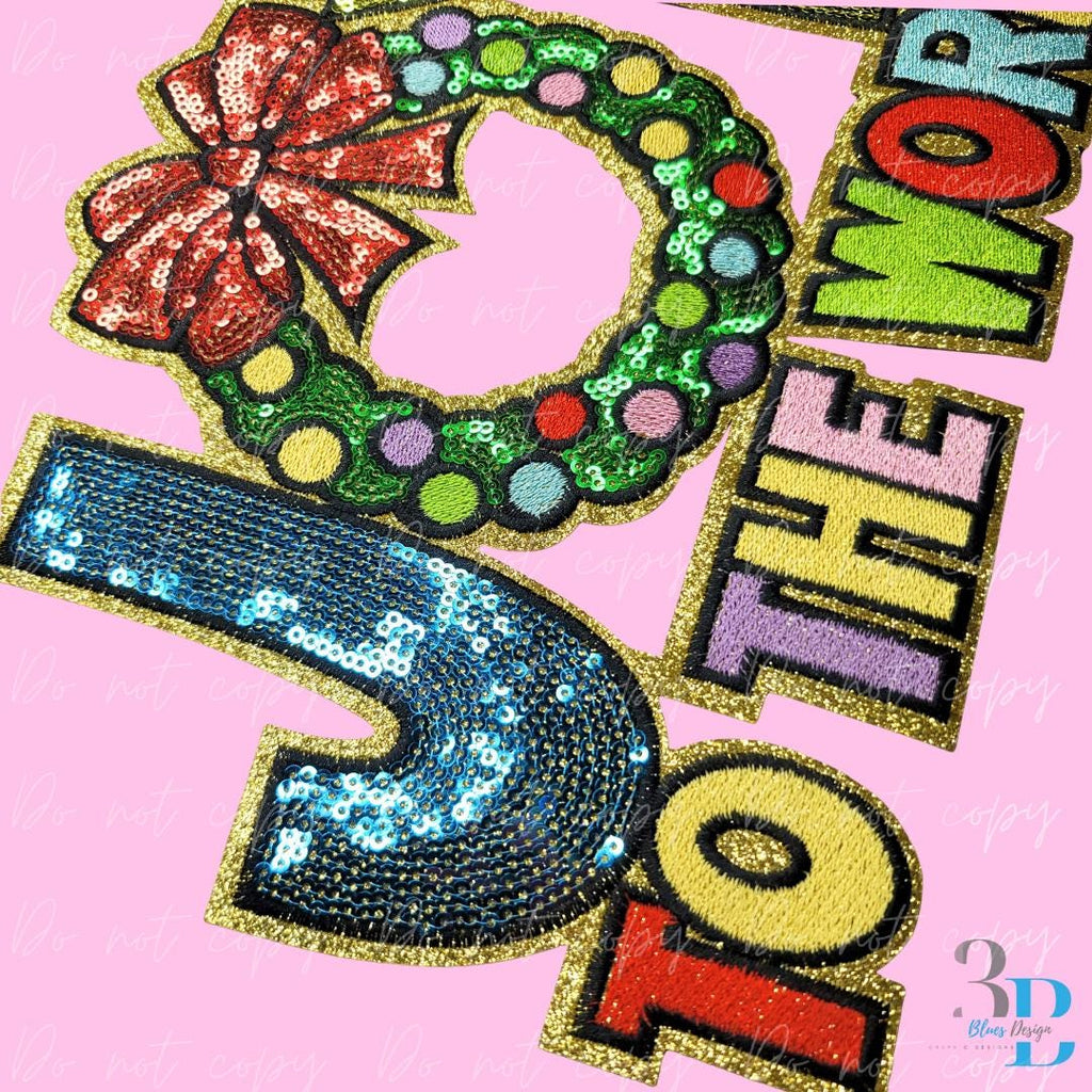 Joy to the World Sequin | Christmas Iron-on Patch