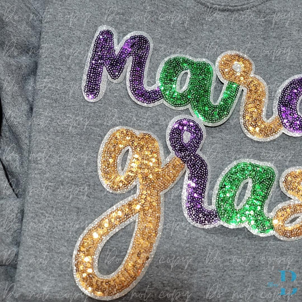 Mardi Gras Script Sequin | Nawlins | Louisiana Iron-on Patch