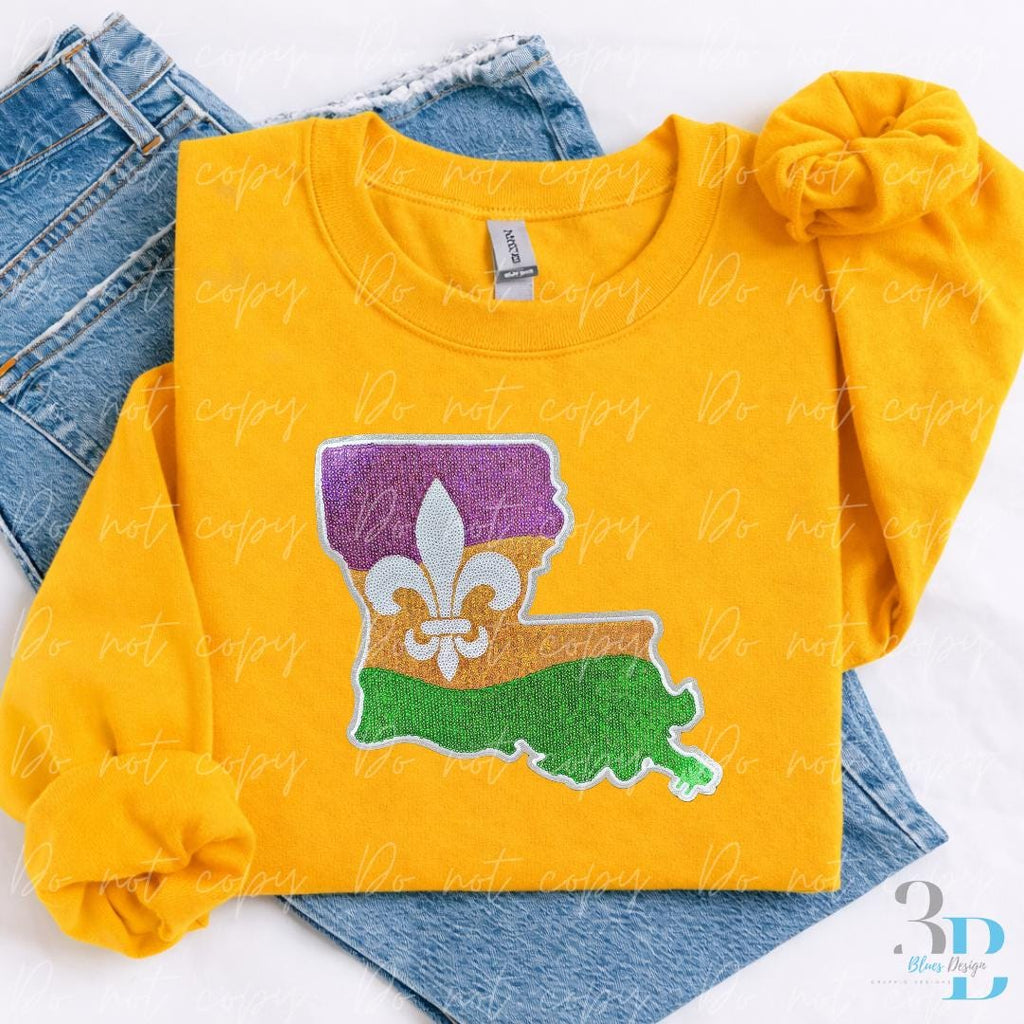 Louisiana Fleur de Lis Sequin Iron-on Patch