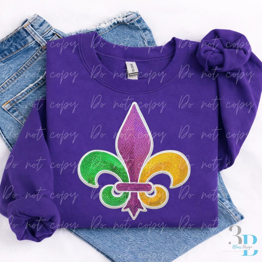 3 Colors | Fleur de Lis Sequin Womens Sweatshirt