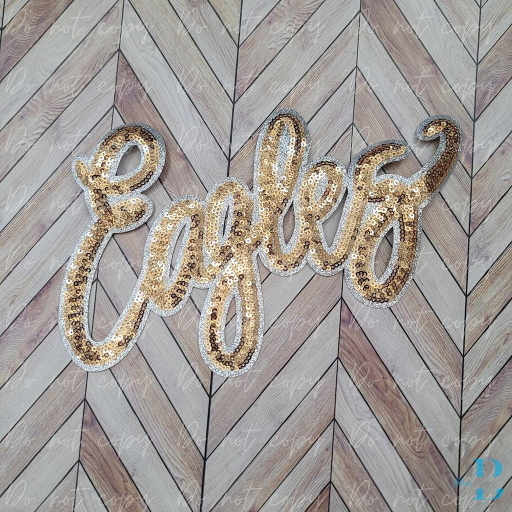 Eagles Sequin Gold & SILVER Glitter Iron-on Patch