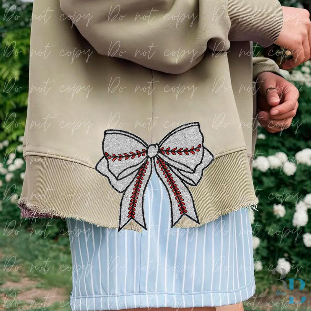 5" Glitter Sports Side Bow | Football, Softball, Baseball | Game Day Iron-on Patch