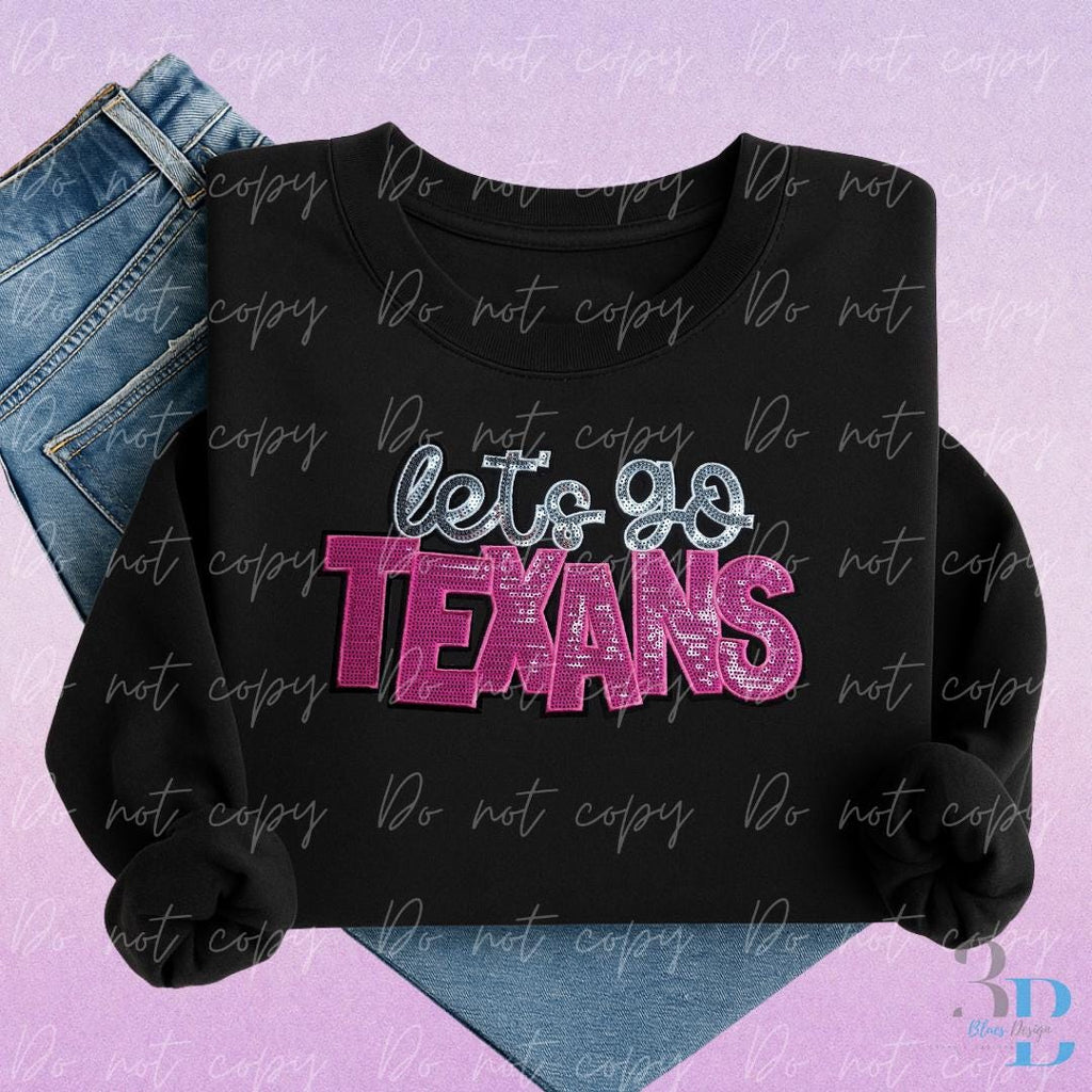 Lets Go Texans Pink | Texas | Football Iron-on Patch