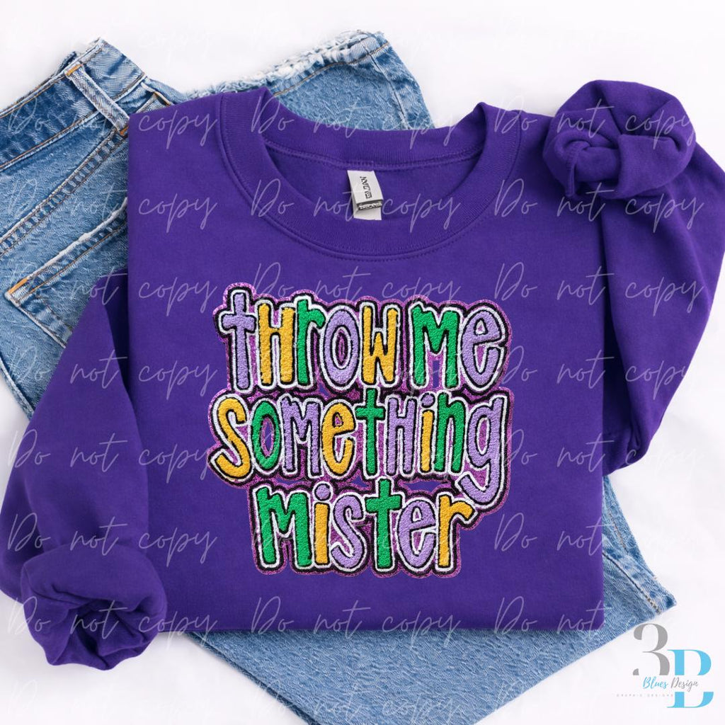 3 Colors | Louisiana Mardi Gras Throw Me Something Mister Womens Sweatshirt