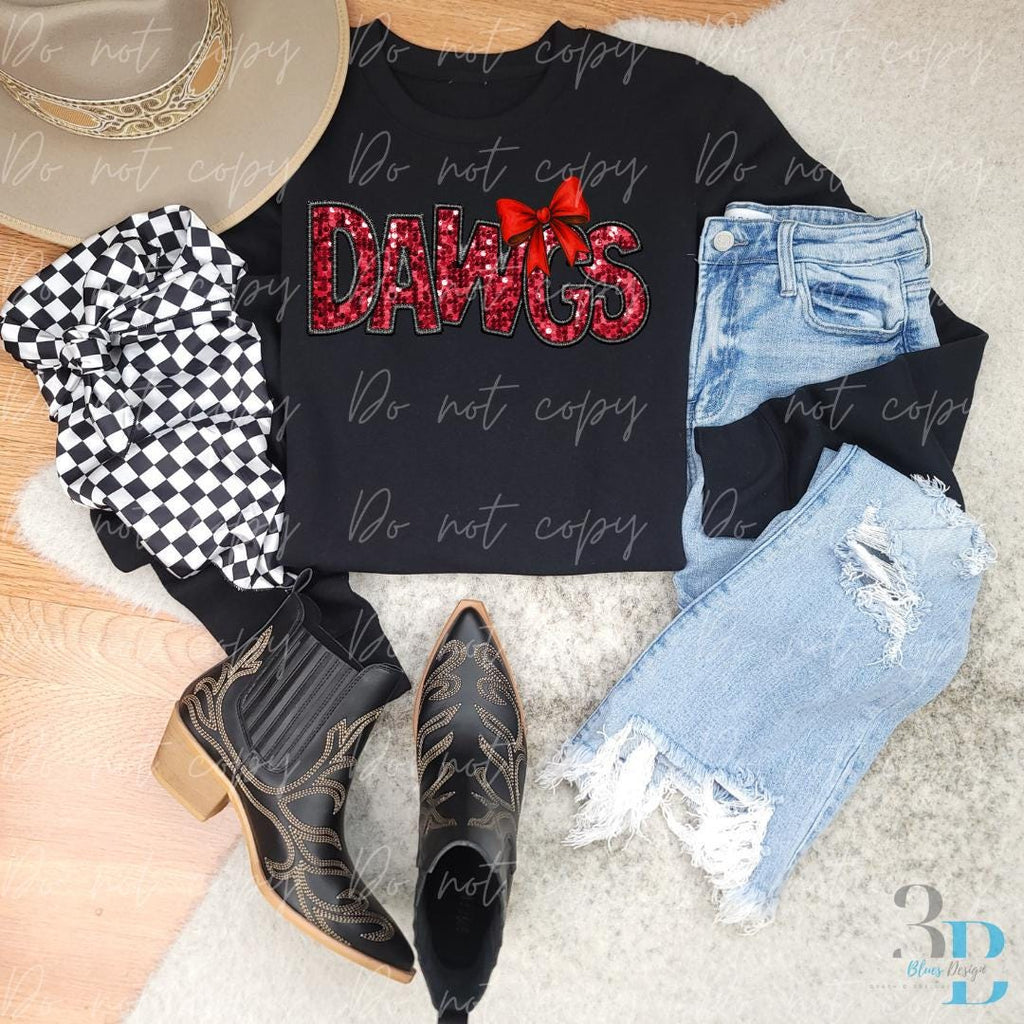 ADULT: Dawgs with bow | Bulldogs | Direct Transfer | DTF