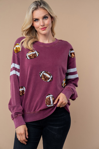 Hazel Blues® |  Sequin Football Long Sleeve Knit Top