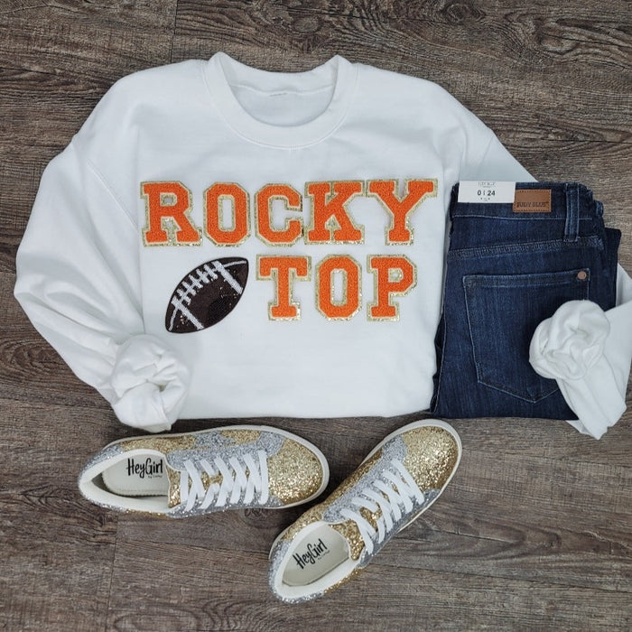 3Blues Designs |   Hazel Blues® |  Rocky Top Chenille Patch Sweatshirt