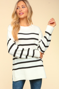 Hazel Blues® |  Oversized Pullover Stripe Sweater Knit Top