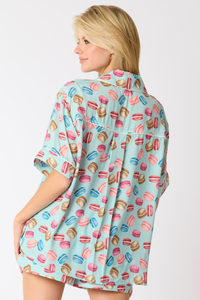 Hazel Blues® |  Poly Satin Macarons Printed Pajama Shorts