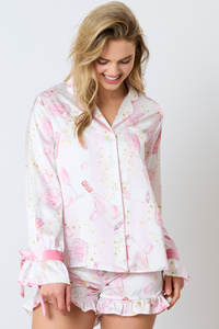 Hazel Blues® |  Satin Champagne Long Sleeve Pajama Top