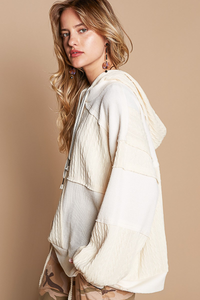 Hazel Blues® |  Balloon Sleeve Cut Sew Sweater Knit Top in Cream