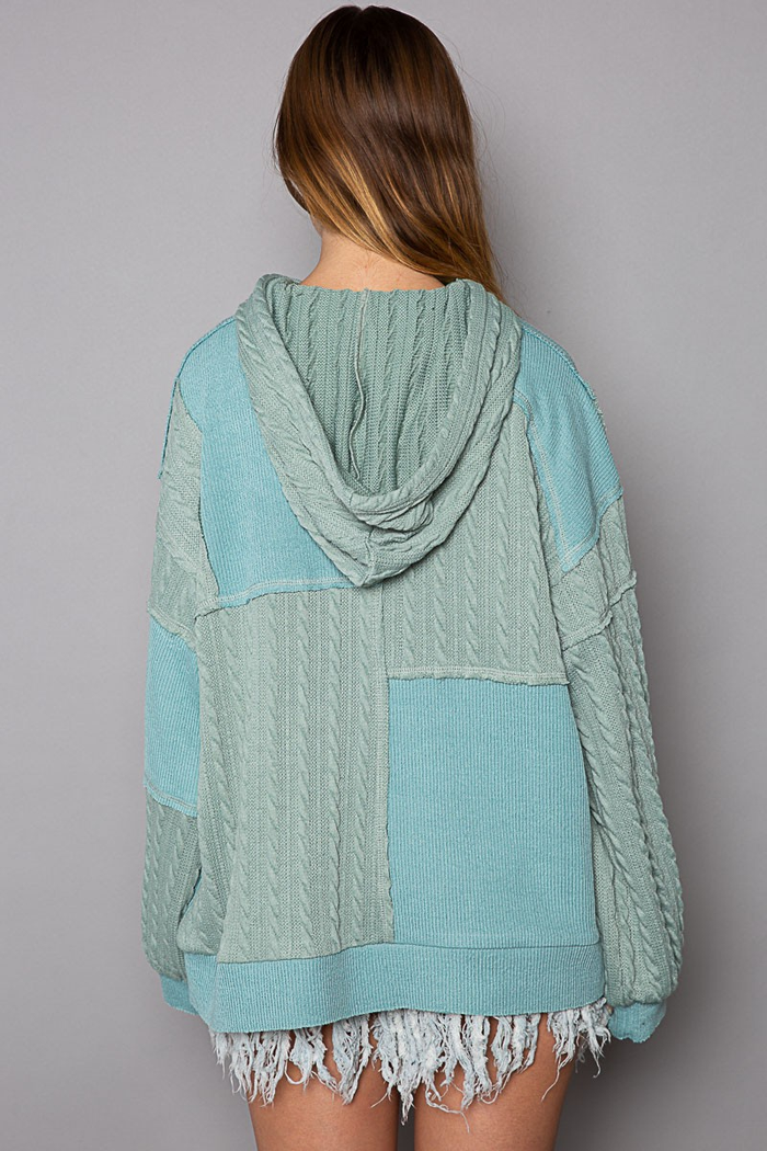 Hazel Blues® |  Balloon Sleeve Cut Sew Sweater Knit Top in Jade Green