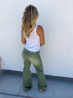 Hazel Blues® |  Blakeley Distressed Jeans In Olive and Camel
