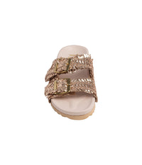 Hazel Blues® |  Intertwine Dual Woven Strap Slide in Champagne