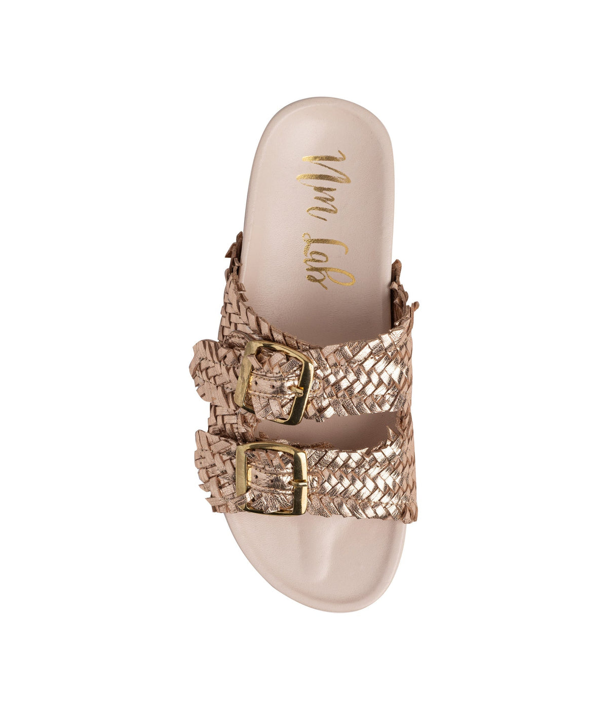 Hazel Blues® |  Intertwine Dual Woven Strap Slide in Champagne