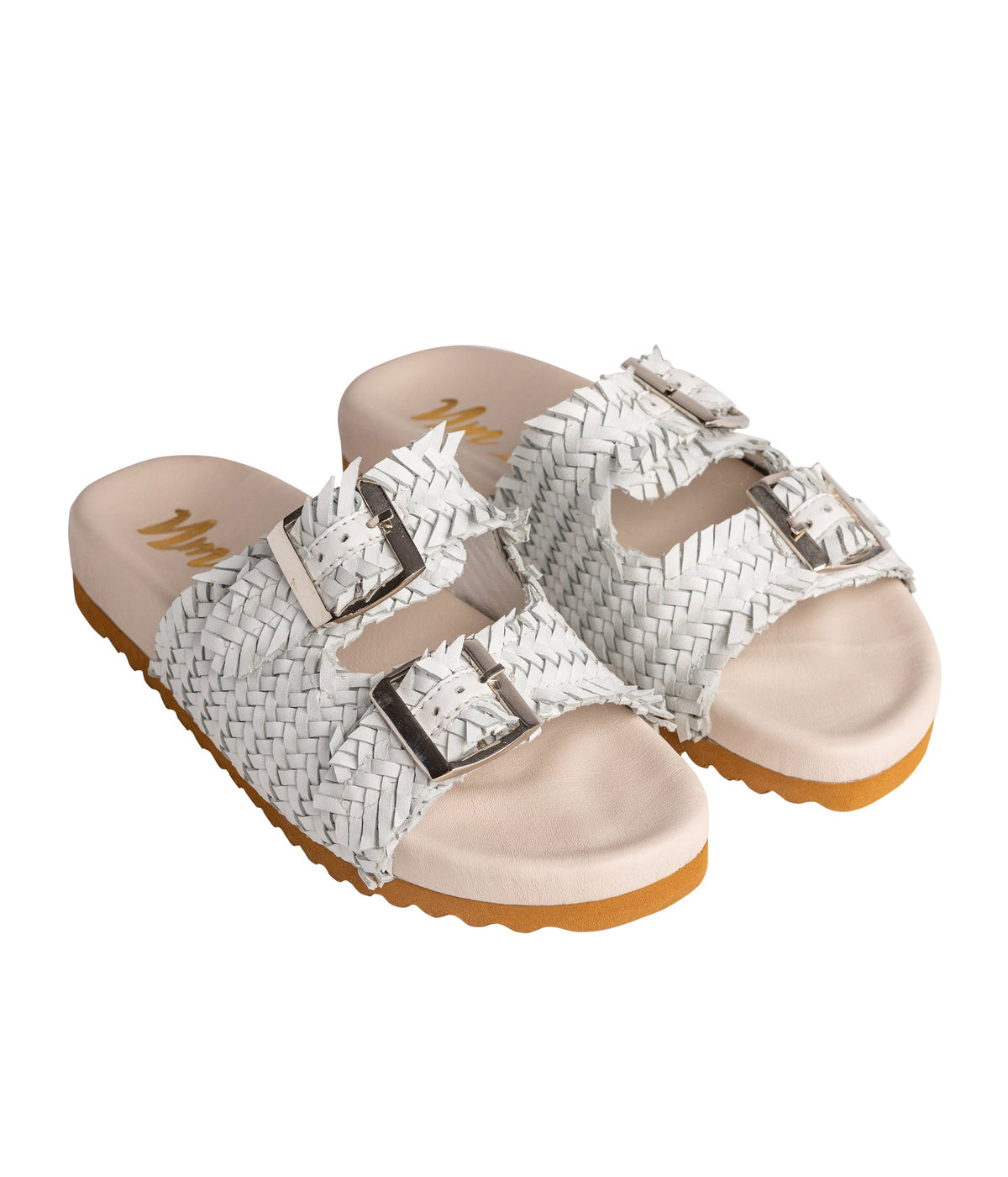 Hazel Blues® |  Intertwine Dual Woven Strap Slide in White