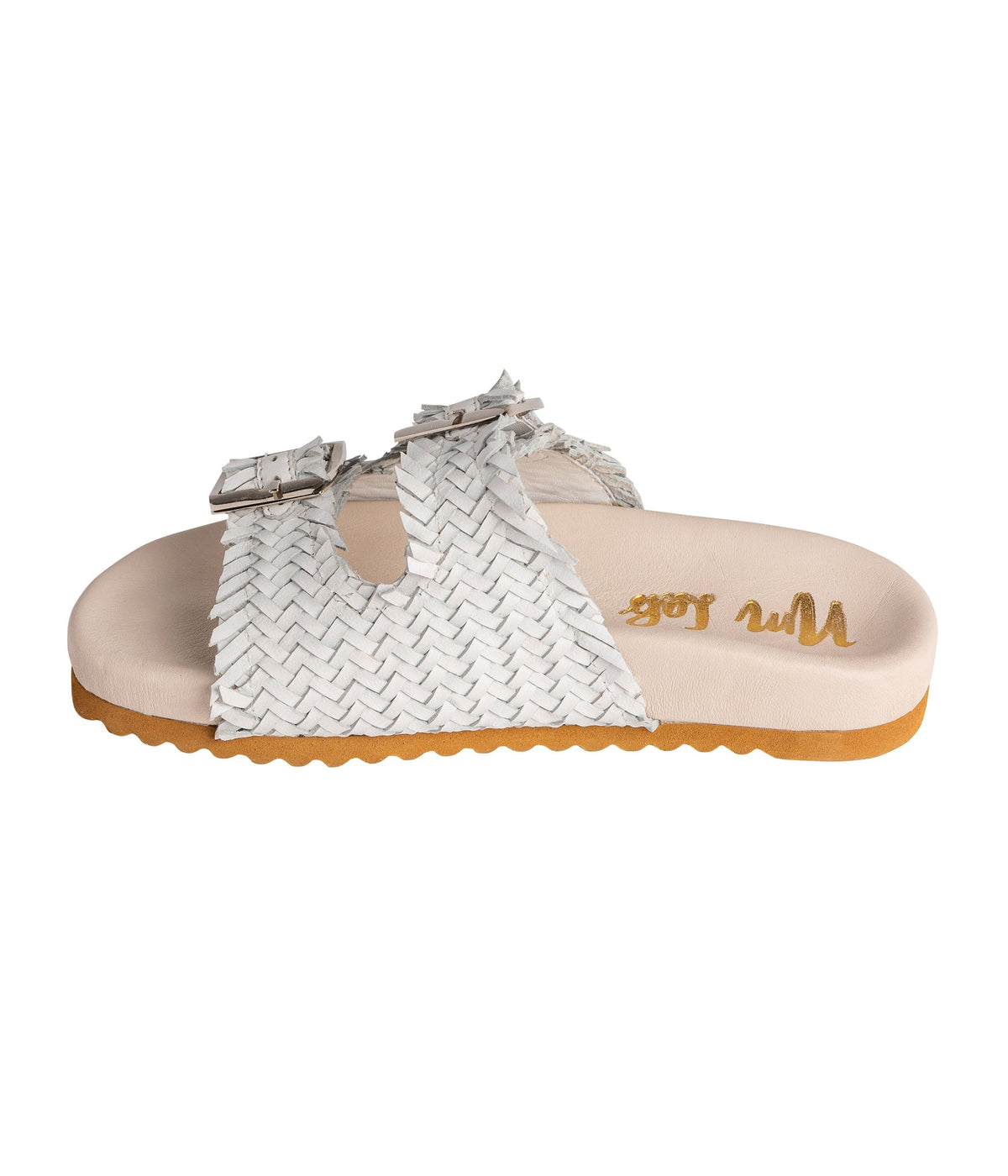 Hazel Blues® |  Intertwine Dual Woven Strap Slide in White