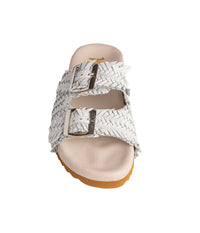 Hazel Blues® |  Intertwine Dual Woven Strap Slide in White