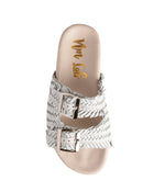 Hazel Blues® |  Intertwine Dual Woven Strap Slide in White