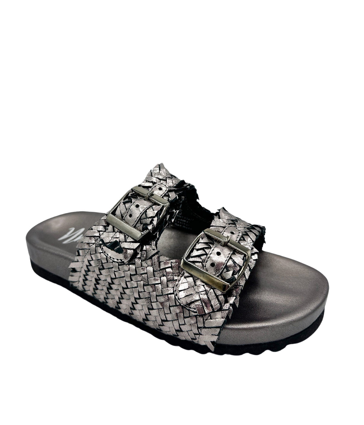 Hazel Blues® |  Intertwine Dual Woven Strap Slide in Pewter