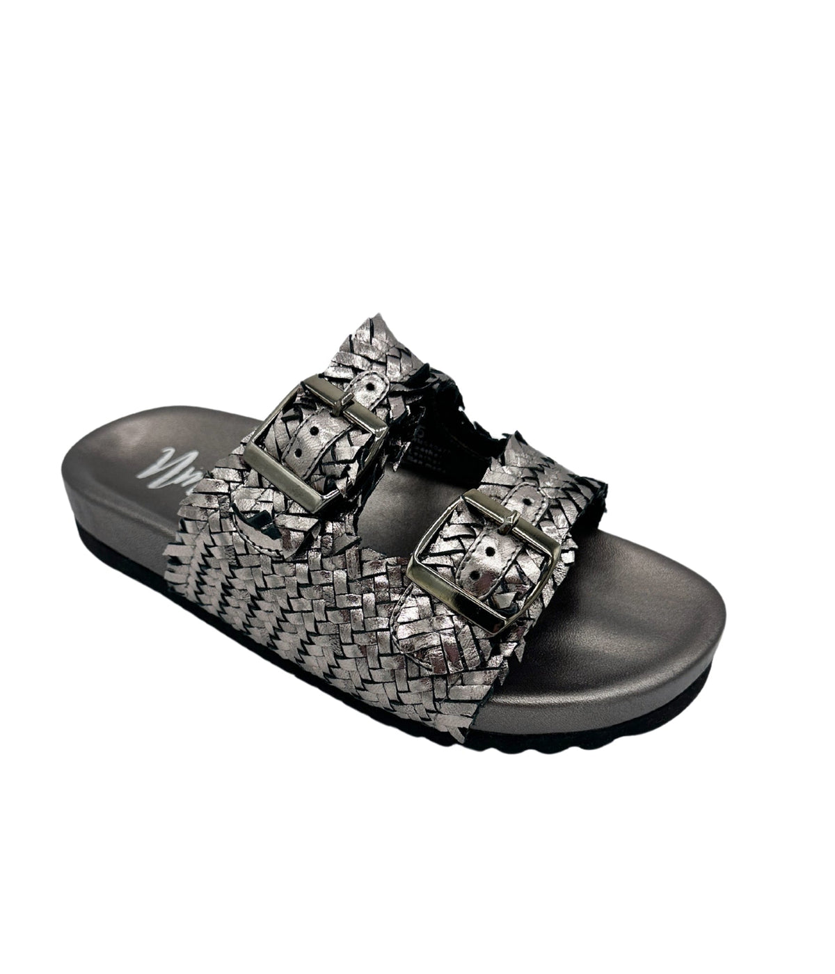 Hazel Blues® |  Intertwine Dual Woven Strap Slide in Pewter