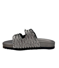 Hazel Blues® |  Intertwine Dual Woven Strap Slide in Pewter