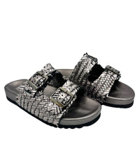 Hazel Blues® |  Intertwine Dual Woven Strap Slide in Pewter