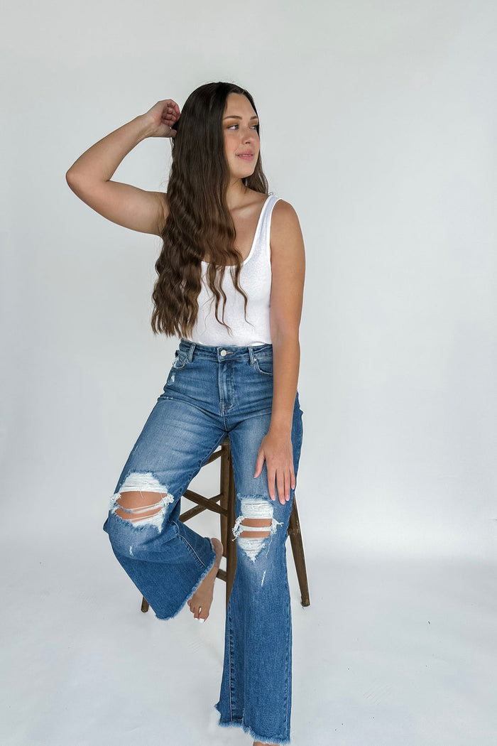 Hazel Blues® |  Blakely Heavy Distressed Dad Jeans